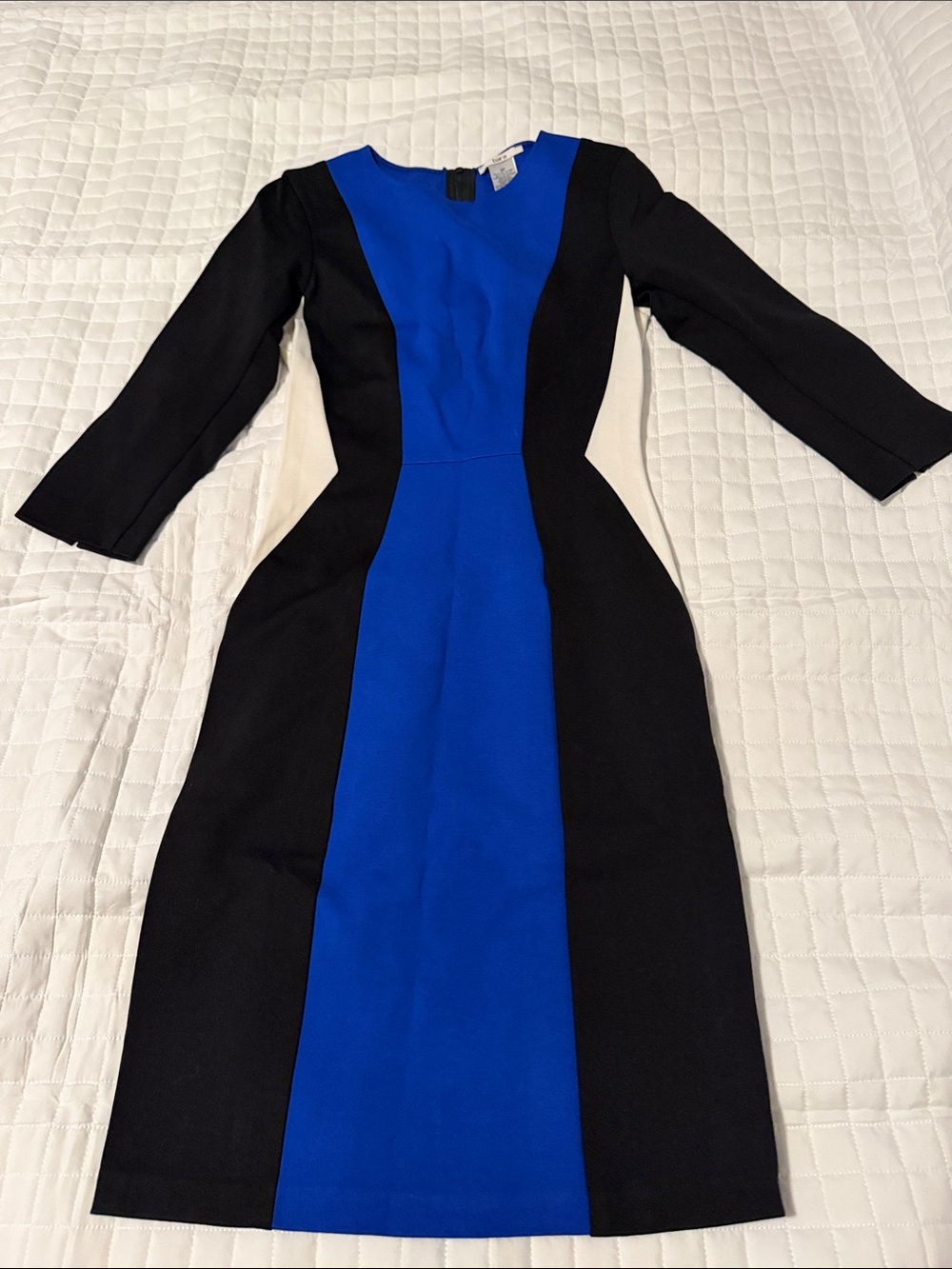Bar III Royal Blue and Black Colorblock Long Sleeve Sheath Dress